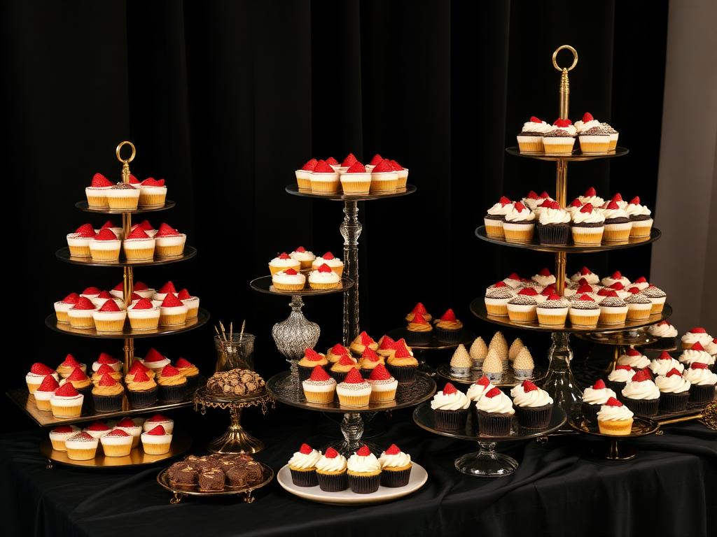A lavish tiered dessert table for a luxury celebration