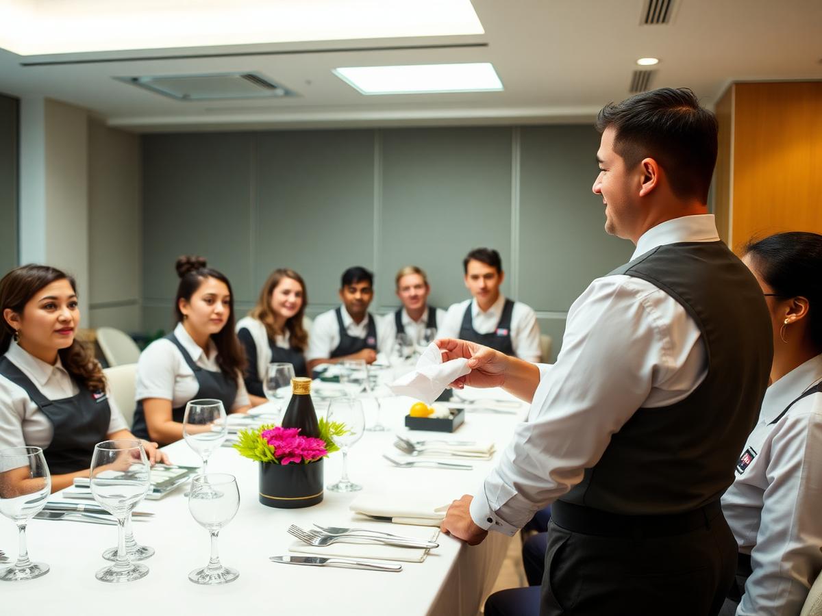 Hospitality trainees learning service standards with True Growth Class